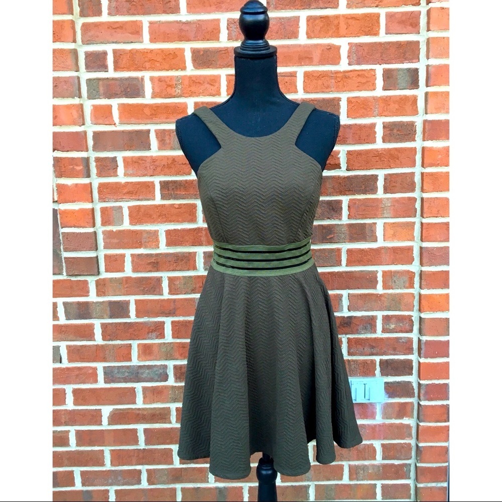 City Studio Olive Green Textured Mini Dress Whimsigoth Earthy Goblincore